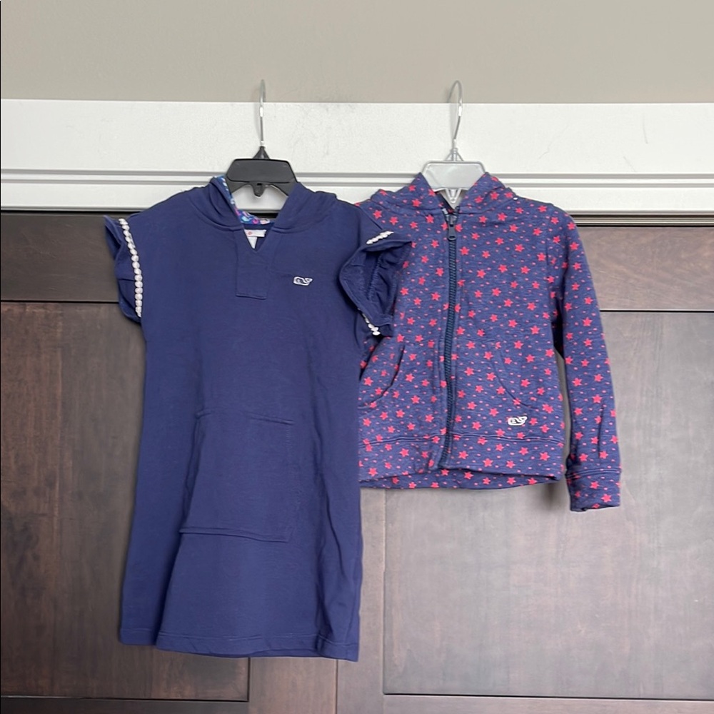 Vineyard Vines Girls Hooded Terry Ruffle Dress and Star Hoodie Size 4T